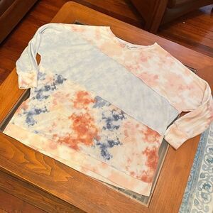 Cato 14/16W Tri-Striped Tie-Dyed 3 Tier Sweat Shirt XL Slit Sides